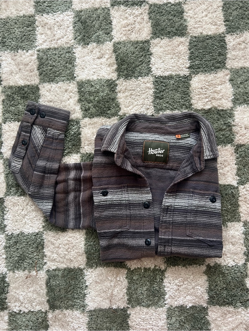 Howler Brothers Striped Cotton Flannel Shirt - Men's Size Medium